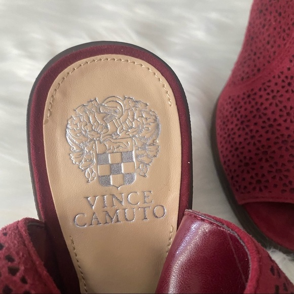 Vince Camuto| Klova Merlot Red Suede Block‎ Heels - Picture 11 of 14